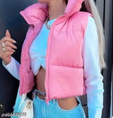 Solid color high standing collar padded vest, lightweight zipper vest made from polyester. Versatile and stylish for layering, machine washable, Indian origin