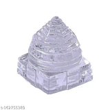 100% Pure Crystal Shree Yantra for Pooja, Laxmi symbol, Vastu-friendly, 6x6x6 cm, Sri Maha Meru, Made in Haridwar, India