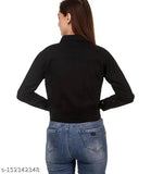 Black & white denim combo jacket for women, long sleeves, solid pattern, available in S, L, and XL sizes