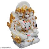 Multicolor marble dust Panchmukhi Hanuman Ji Statue, intricately detailed, 18cm tall. Perfect decorative showpiece or home temple accessory