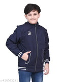 Solid black cotton blend boys' jacket with printed net, perfect for adventure-ready wear and wet weather protection