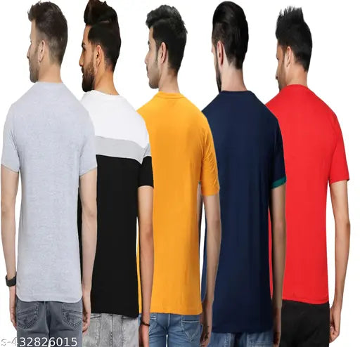 Printed cotton VOSIMO men's half sleeve t-shirt combo (S, M, L, XL, XXL), India-made apparel for fashionable athletic wear