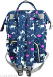 Blue printed polyester kidsify Baby Diaper Bag for travel, spacious with USB printer port and ergonomic straps