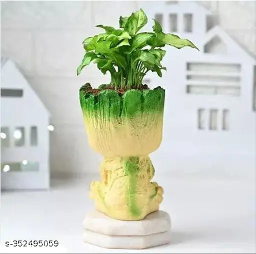 Resin Groot vase pot for living room, table corner, office/home decoration. Marvel Avengers Infinity War figurine with a height of 15cm x 9cm x 10cm, weight 300gm. Multi-purpose: flower pot, pen holder, showpiece, and fish tank. Made in India