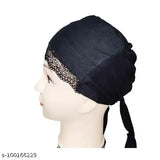 Cotton canvas self-designed hijab cap head wrap, pack of 2 from India
