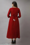 Trendy rayon embroidered gown, three-quarter sleeves for girls, Indian handcrafted ethnic wear