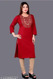 Women's embroidered wool kurti, three-quarter sleeves, India-made fashionable party wear