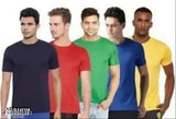 Indian-made polycotton men's half sleeves t-shirts pack of 5 - solid color, sizes M, L, XL, XXL