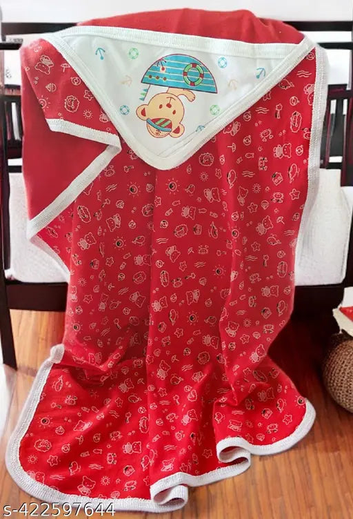 Soft cotton hosiery newborn baby blanket & towel pack (animal print), unisex design, free size (36x26in)