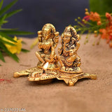 Golden brass statue of Lakshmi Ganesh Murti, height 35 inches, intricately crafted Indian Diwali gift