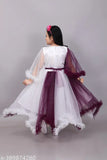 Kids girls party dress, printed net, long sleeves, festive wear