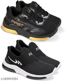 Synthetic and PVC kids unisex sports walking and running shoes combo. Ideal for active boys aged 4-12 years, lace-up design with comfortable insoles