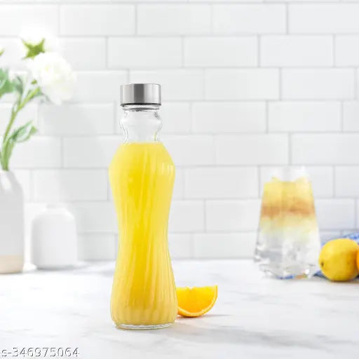 White glass water bottle, 1L capacity, leak-proof stainless steel lid, premium quality construction for eco-friendly hydration