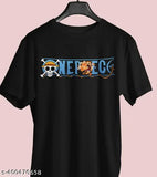 One Piece Anime graphics cotton blend t-shirt for men, both sides - printed net design on short sleeves