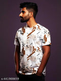 Printed Lycra Round Neck Half Sleeve T-shirt, premium stretch, vibrant prints, men's casual wear