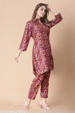 Designer rayon coordinate set, three-quarter sleeves, soft and comfortable for daily wear, women's fashion accessory from India