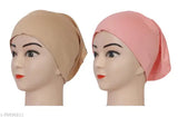Beige peach cotton inner hijab tube cap stole (pack of 2), soft, breathable, comfortable for girls, polyester material, multiple colors, suitable for all seasons
