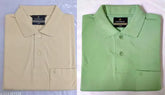 Beige cotton-blend slim fit polo with pocket, half sleeve, solid design - ideal for casual wear