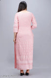 Embroidered rayon straight kurta for women, 3/4 sleeves, M-XXXL sizes. Indian fashion by Malia Clothing