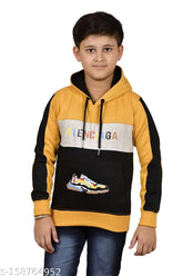 Wool long sleeve sweatshirt with printed design for kids and boys, size 8-9, 9-10, or 10-11 years old, made in India