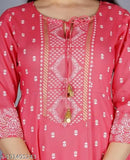 Rayon kurti set with palazzos, three-quarter sleeves, printed net design on Indian background