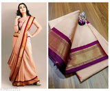 Traditional cotton silk saree in dark black, intricate craftsmanship and zari woven design