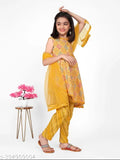 Cotton ethnic girls' top set with dupatta, dhoti pants for ages 4-14 years - printed, sleeveless, India origin