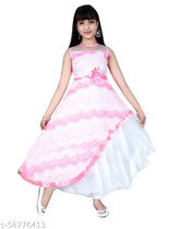 Pink net sleeveless festive gown for girls by Errish Kids, India" (124 characters)