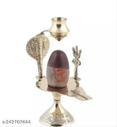 Haridwar Divine Narmadeshwar Brass Shivling with Trishul - Multicolor, Indian temple accessory for Shivratri Saawan Pooja