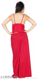 Red satin women's pajamas set with lace pallazo, comfortable for work-from-home or sleepwear