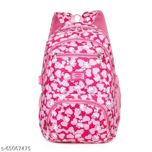 Tinytot pink polyester water-resistant backpack, 26L storage for girls/women, trendy & durable travel bag