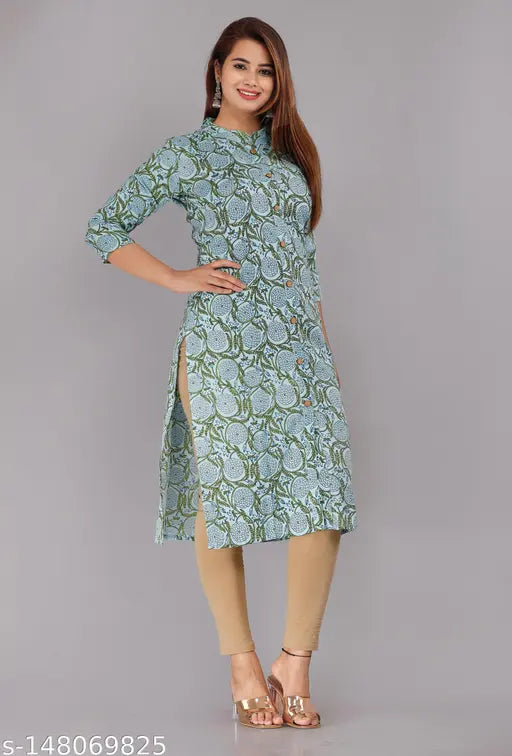 Rayon printed kurti, three-quarter sleeves, Indian rayon clothing