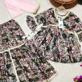 Kora Muslin printed top with Sharara set for girls, traditional ethnic wear in vibrant colors and patterns