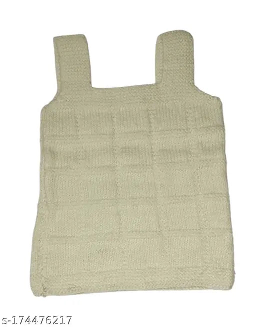 Handmade woolen knitted sleeveless sweater for 6-12 month babies (boy & girl), printed net pattern, premium baby knitting yarn, innerwear for chilly winter season, made in India