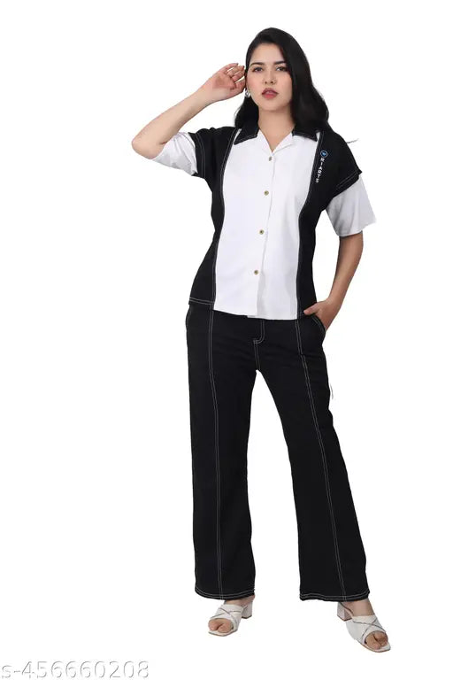 Women's Colorblocked Co-Ord Set Jumpsuit, vibrant and flattering Lycra ensemble for fashionable parties or casual outings