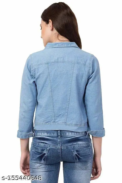 Denim JAEKET LIGHT, long-sleeved solid denim jacket (S-XL), India-made casual wear on hanger