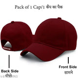 Maroon cotton baseball cap, adjustable design for summer, unisex fashion accessory by Phirsein