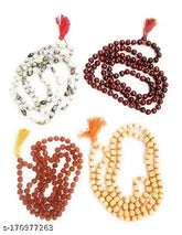 Wooden combo of Lal Chandan, Rudraksha, Vaijayanti & Tulsi malas (108), red color, sandalwood scent, slip-on closure, India origin