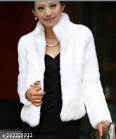 Wool long-sleeve solid pattern jacket, trendy and stylish for women (S: 36in bust, 20in length; M: 38in bust, 20in length; L: 40in bust, 22in length; XL: 42in bust, 22in length), hudd-inspired design, origin India