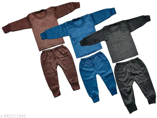Wool thermal suit for kids pack of 3 - warm, cozy winter clothing for infants and toddlers (0-24 months)
