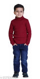 Red wool high neck sweater for boys, solid color, attractive design, top quality