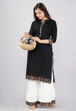 Lavender rayon kurti & sharara set for girls casual wear, solid pattern, India-made