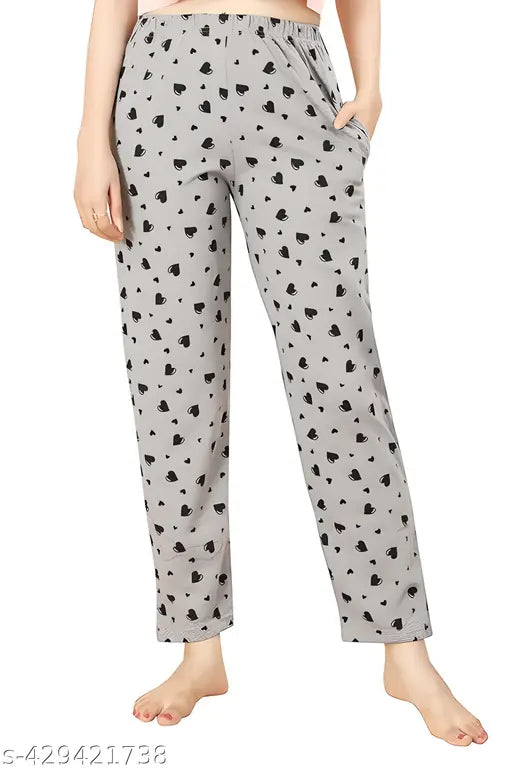Cotton calf-length fancy pyjamas, printed in vibrant patterns, two pairs for women's casual and outdoor wear - Made in India