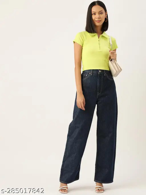 Solid cotton crop T-shirts for women, trendy design from India