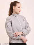 Solid polyester long sleeve women's jacket, Indian piping detail in size L, XL, or XXL