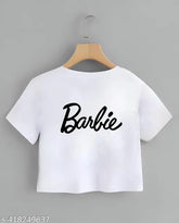 Printed Barbie lycra crop top T-shirts, contemporary style for women's fashion