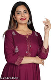 Rayon printed women's casual anarkali kurta, three-quarter sleeves, ideal for festive and party wear