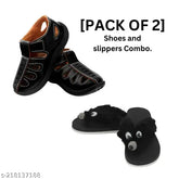 Colorblocked PVC slippers and shoes combo for kids, featuring ergonomic design and cushioned footbed. Ideal for ages 18 months to 5 years. Made in India