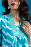 Rayon v-neck lehriya printed Anarkali kurta with plzo sat palazzo set, three-quarter sleeves, India origin