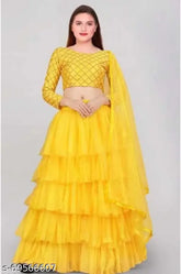Embroidered satin kids lehenga choli and net dupatta set, ruffled bottom and lace dupatta, free size, semi-stitched, 100% quality product with good fabrics and materials